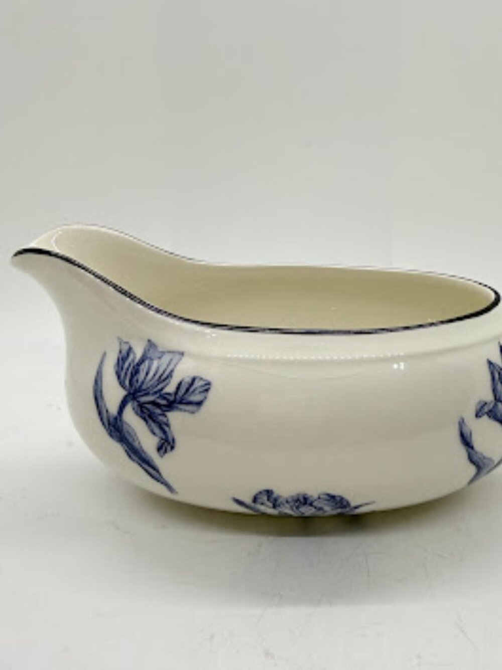 Royal Stafford Tulipa Blue Trim Floral Tulip Transferware Gravy Made in England
